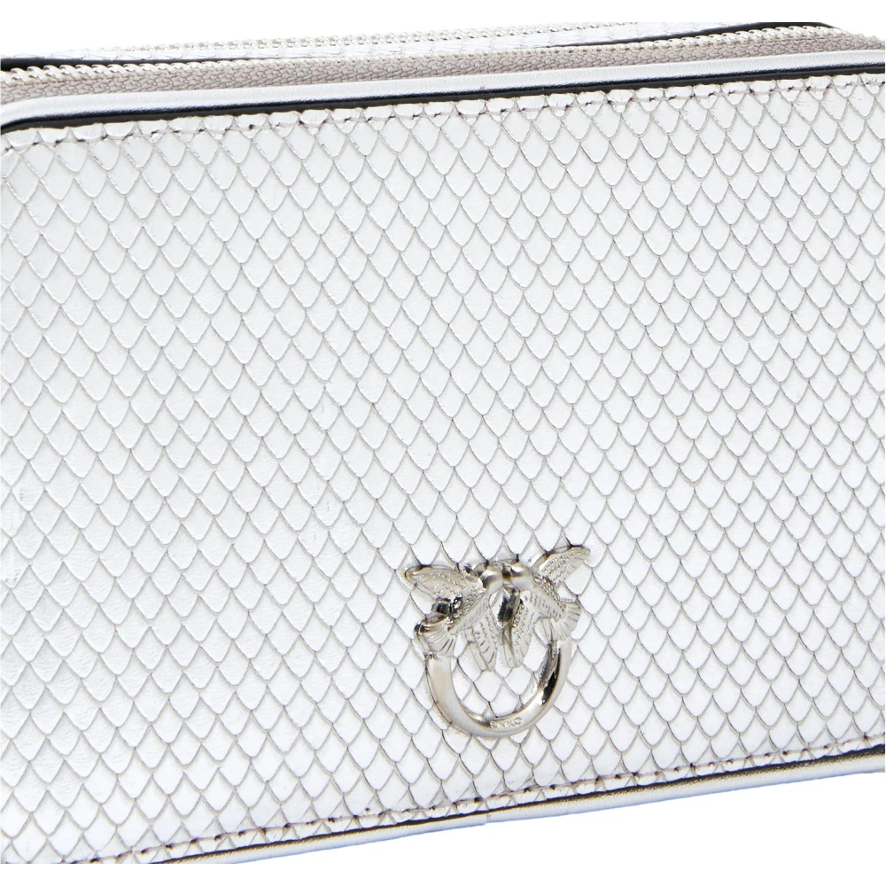 pinko Zilveren Gelamineerde Leren Cameratas Gray Dames