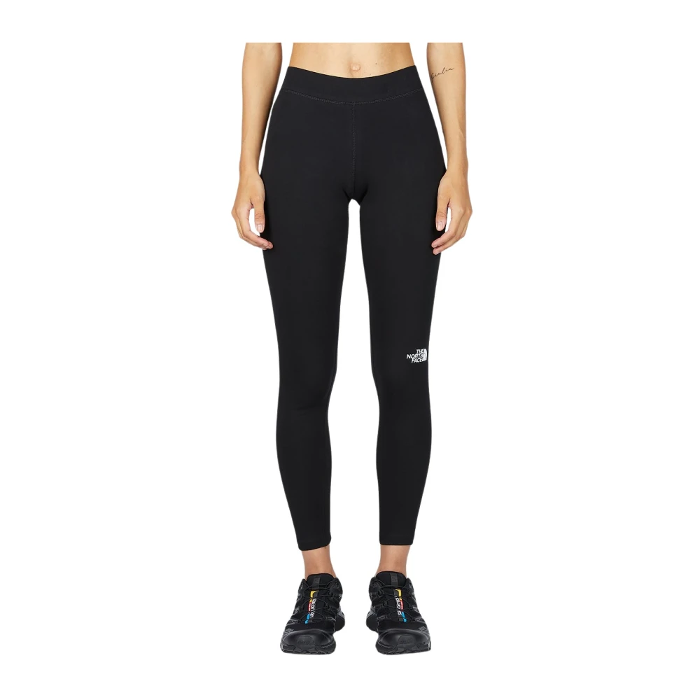 The North Face Women's Black Logo Print Cotton-Blend Leggings - Training Trousers & Tights - L - Sport