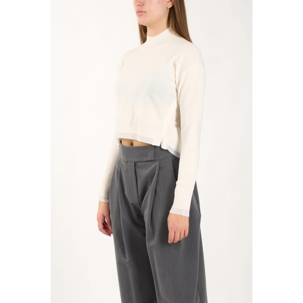 pinko Kasjmiermix gebreide top met metallic detail White Dames