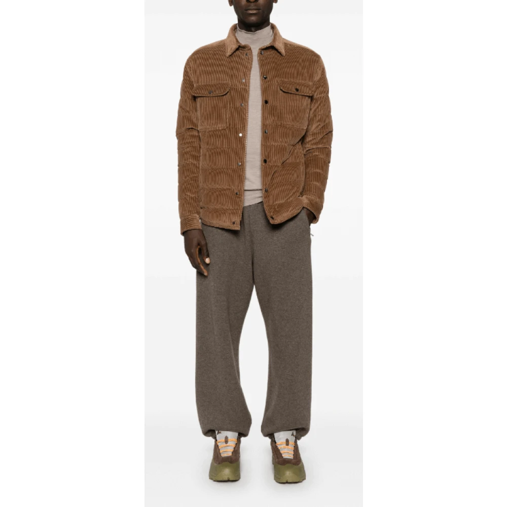Moncler Bruine Corduroy Pufferjas Brown Heren