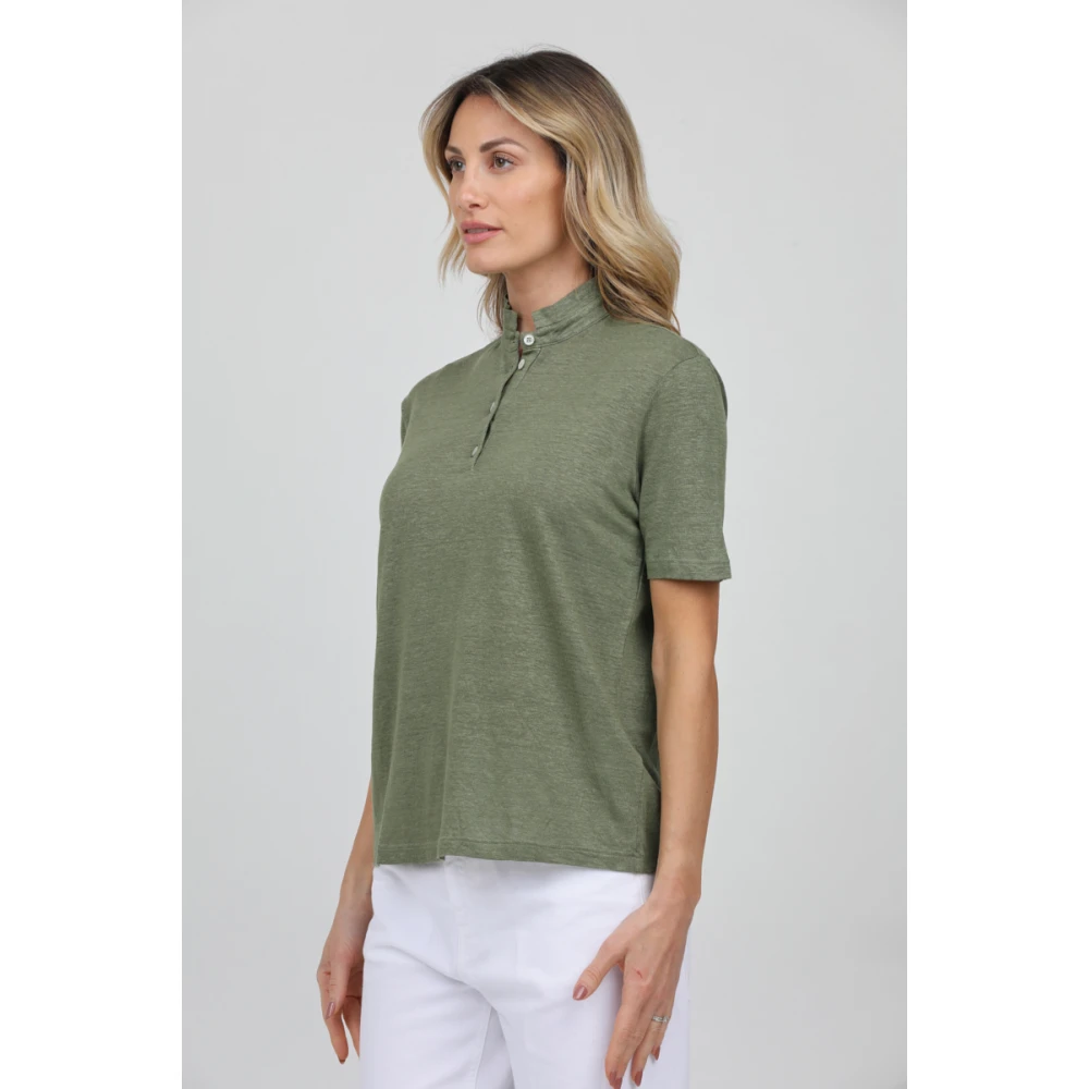 Gran Sasso Koreaanse halfmouw shirt Green Dames