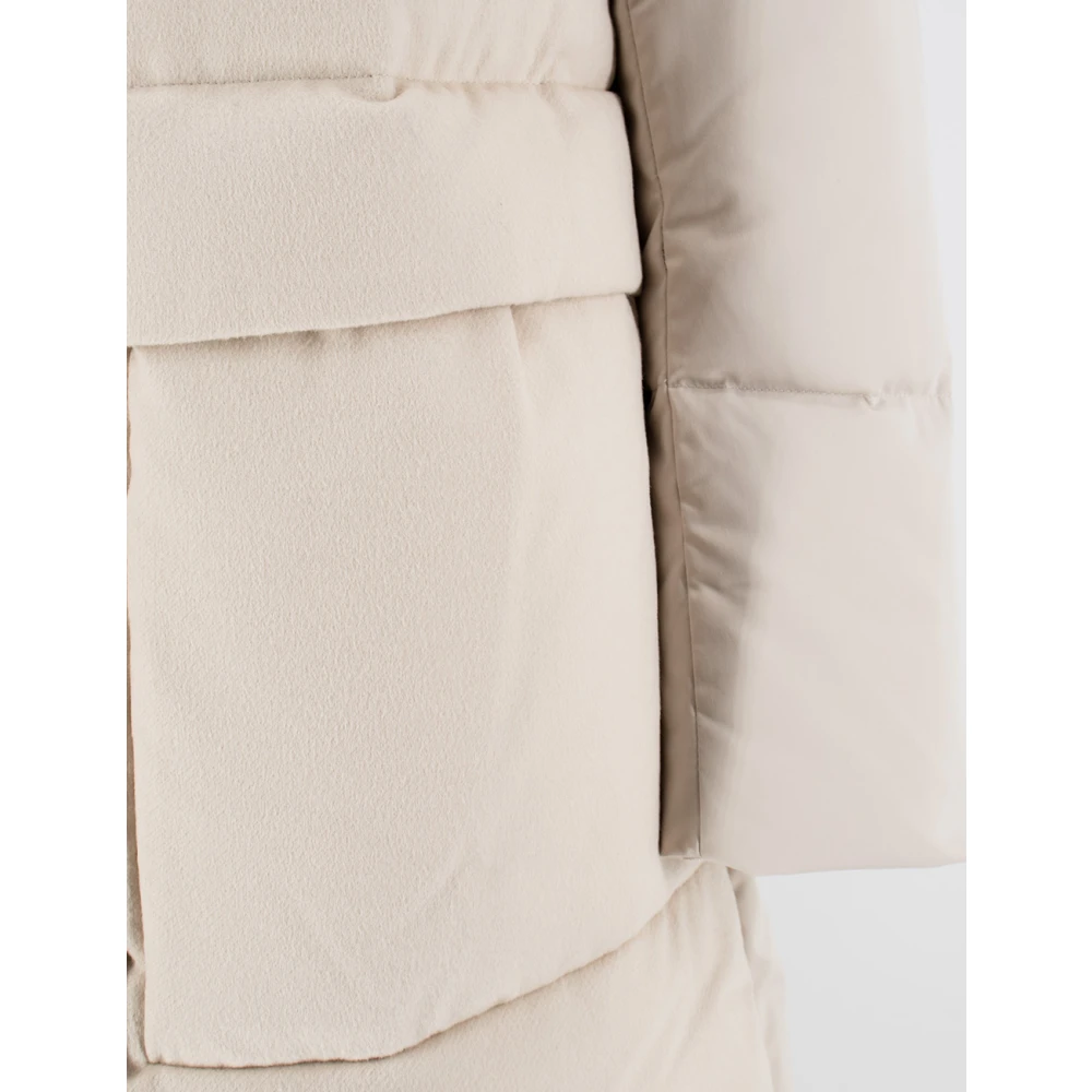 Duno Bi-materiaal Wol Donsjas Beige Dames