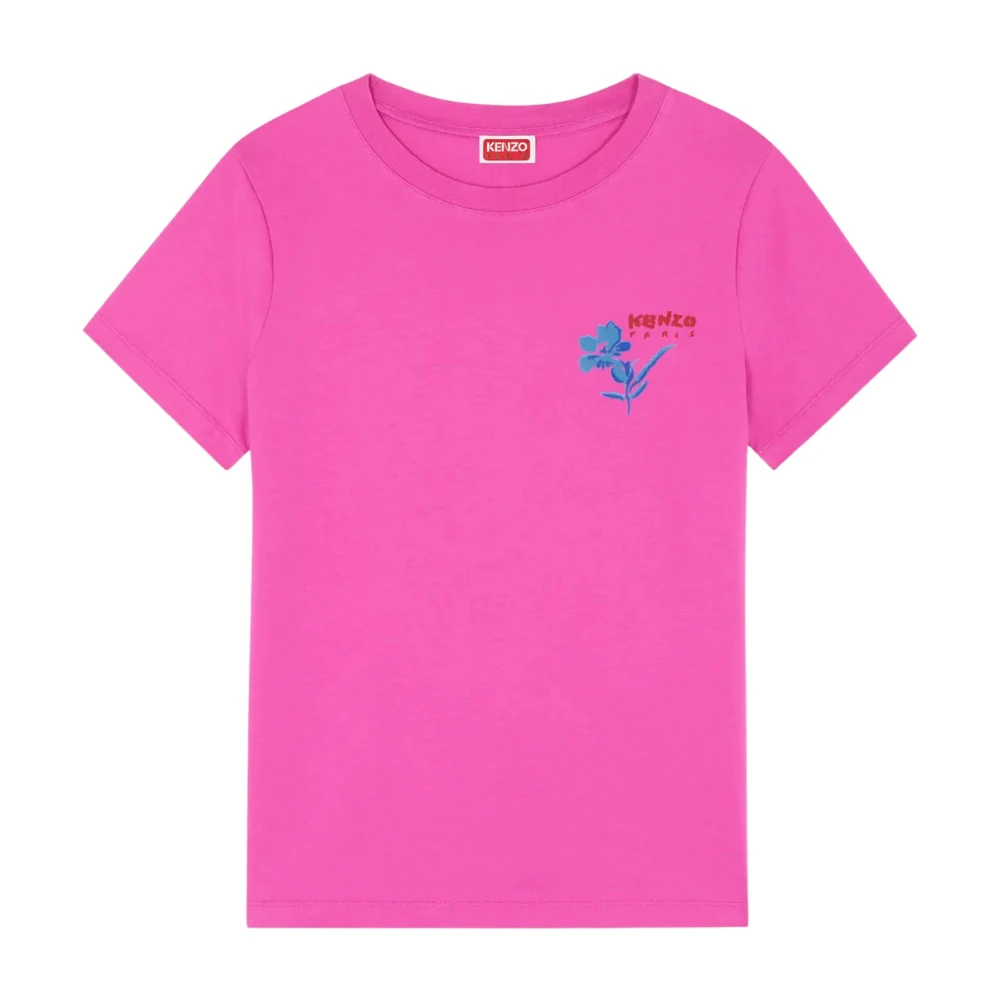 Kenzo Getekende Bloemen T-shirt Pink Dames