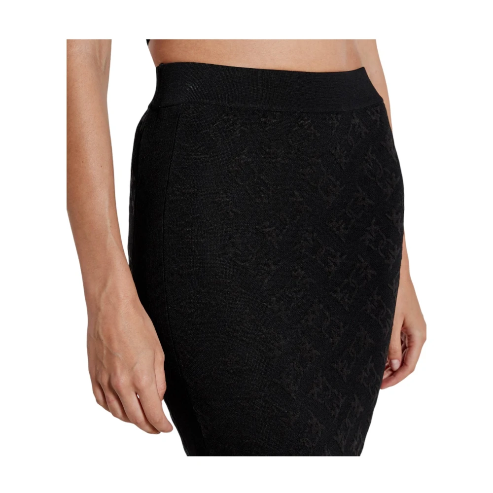 pinko Love Birds Logo Zwarte Midi Rok Black Dames