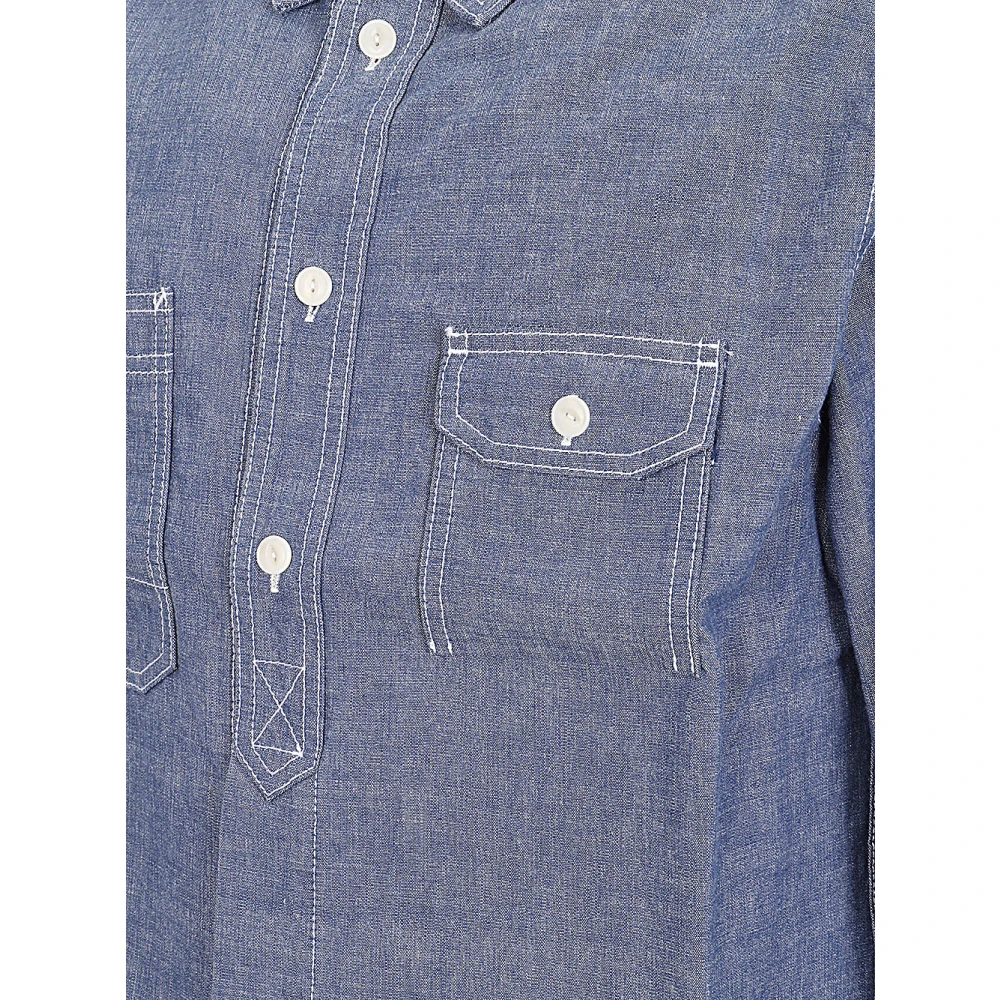 Tela Genova Blauw Klassiek Overhemd met Zakken Blue Heren