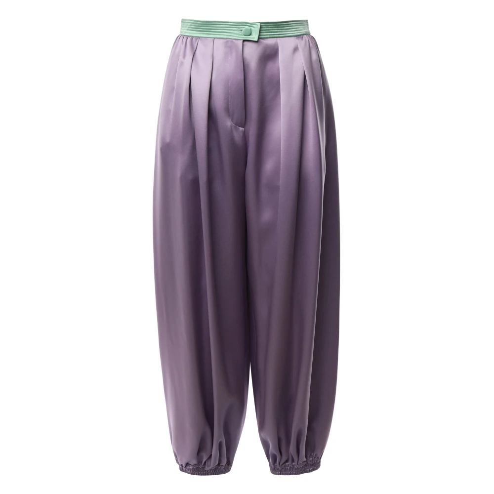 Valentino Garavani Zijden Contrast Bustier Broek Paars Groen Purple Dames
