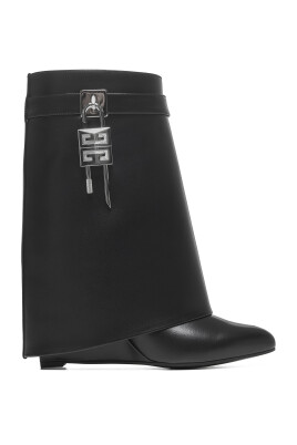 black-leather-wedge-heel-boots