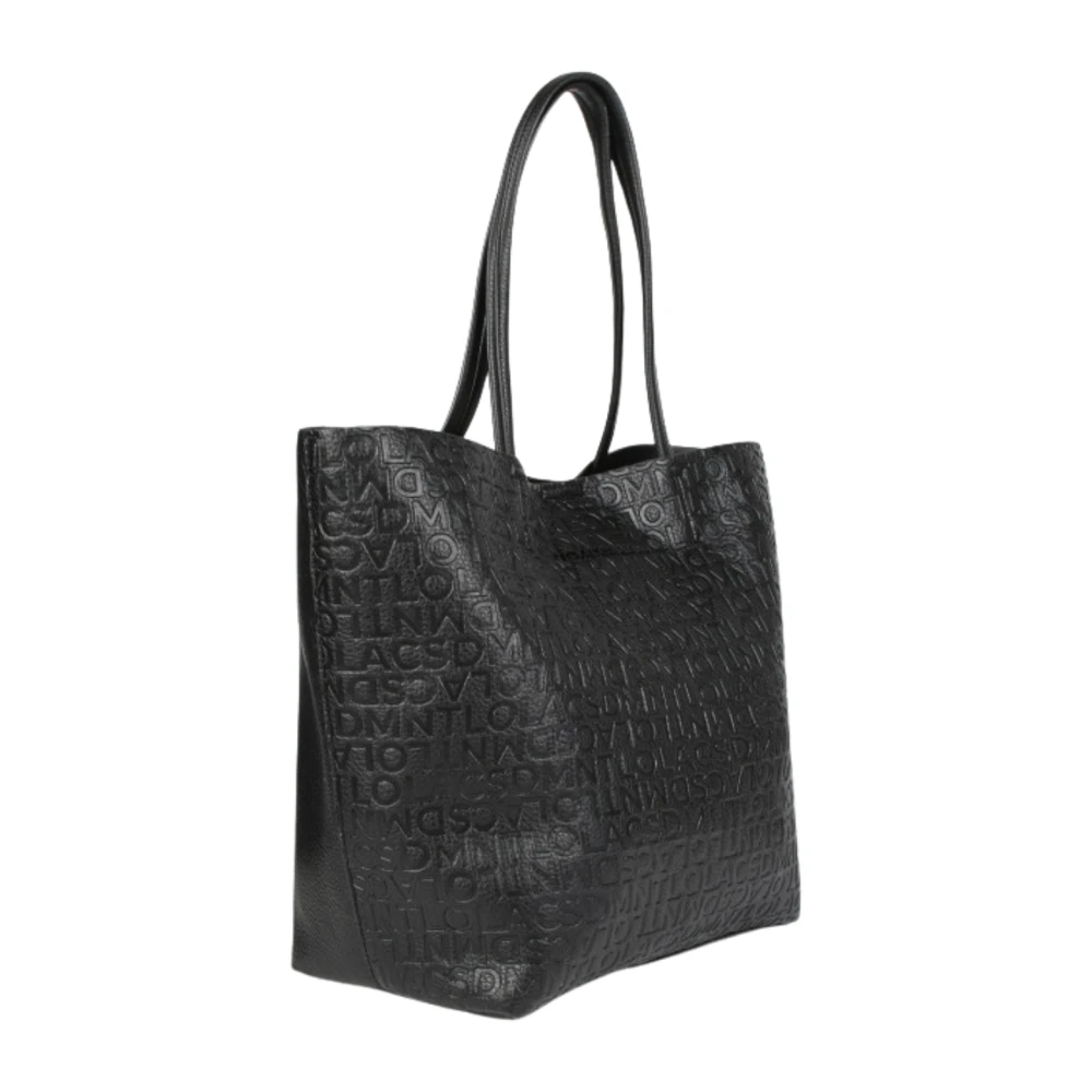Lola Casademunt Gestructureerde Shopper Tas met Monogram Print Black Dames