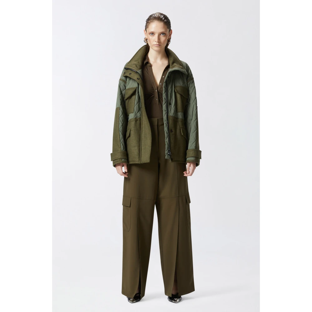 pinko Gewatteerde Parka Jas met Hoge Hals Green Dames