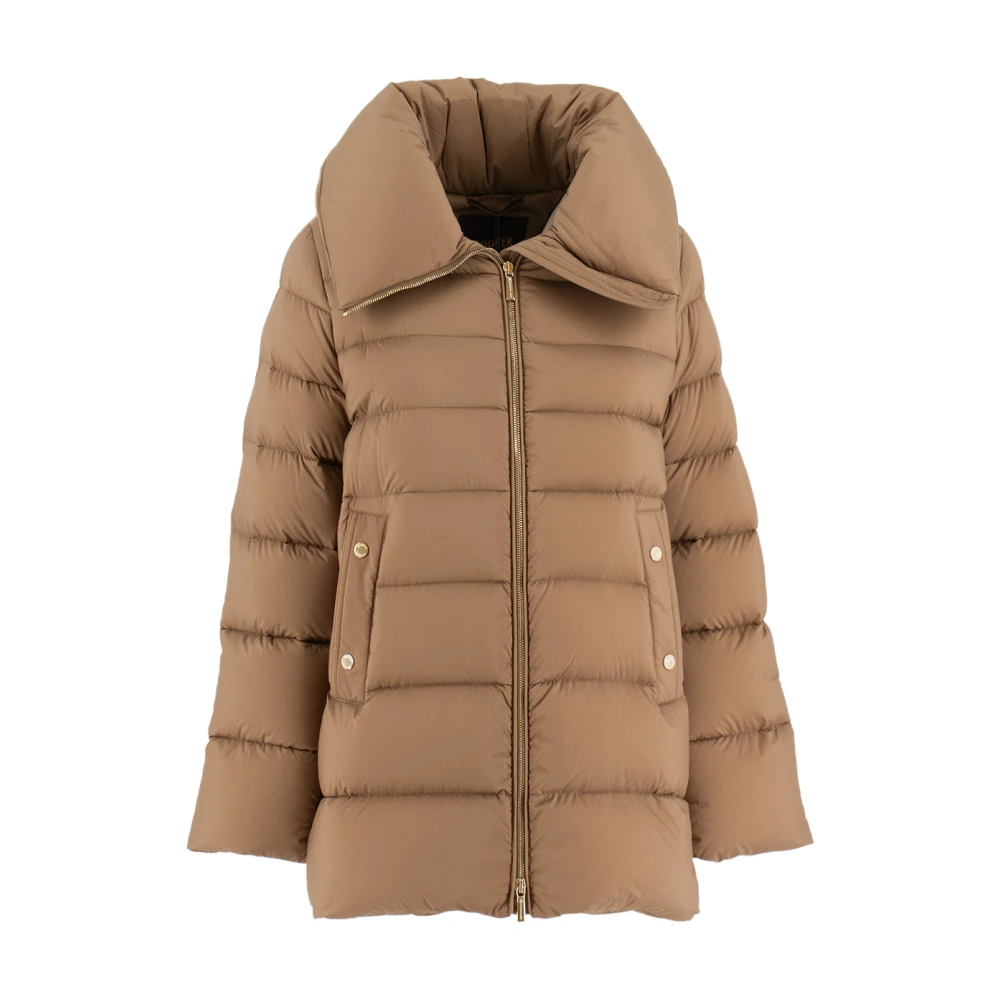Moorer Women's Brown Contemporary A-Line Down Jacket - Winter Jackets - M - Jackets