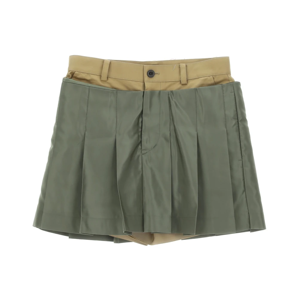 Sacai Nylon Twill Shorts Green Dames