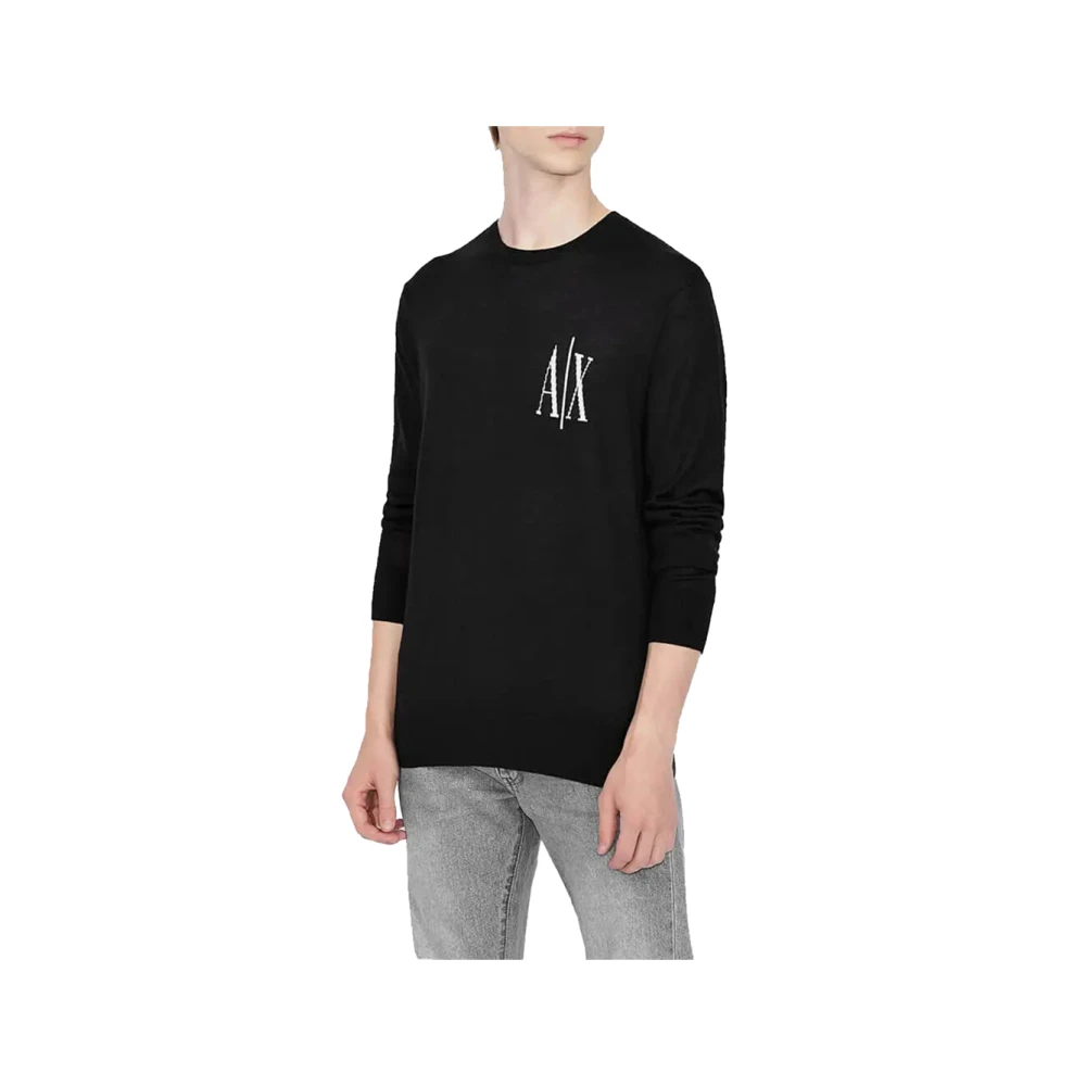 Armani Exchange Zwarte Trui Minimalistische Stijl Black Heren