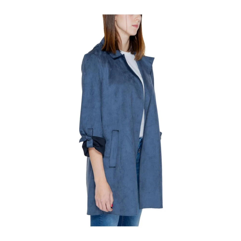 Only Blauwe Polyester Blend Jas Mantel Blue Dames
