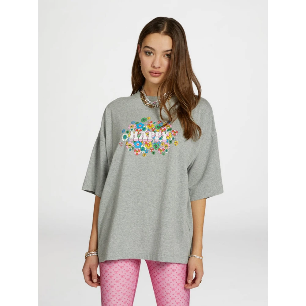 Chiara Ferragni Collection Polyester T-shirt Gray Dames