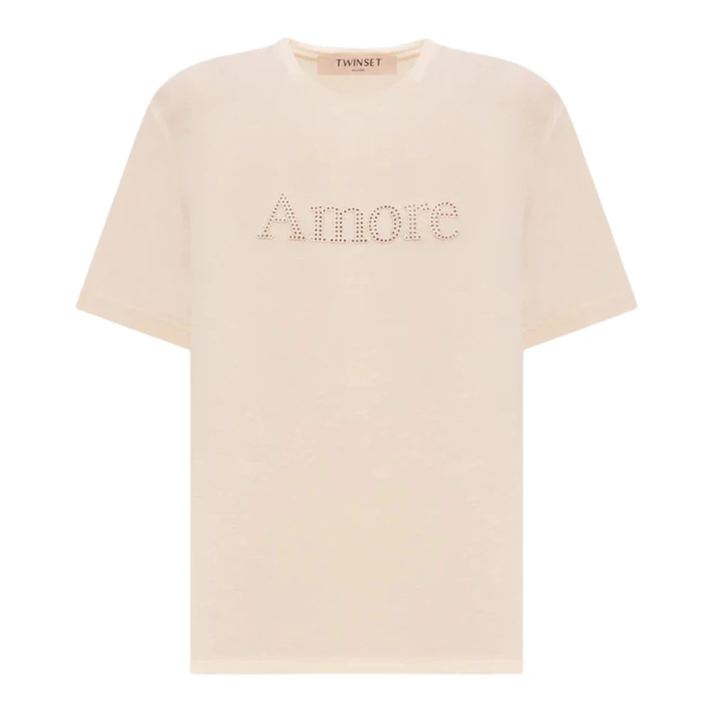 Twinset Women's Pink Amore Appliqué T-Shirt - T-Shirts - M - Tops