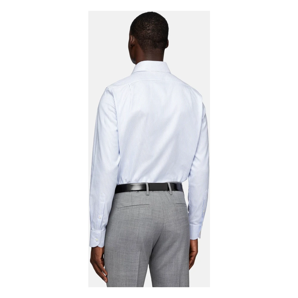 Boggi Milano Gestreept katoenen Dobby overhemd regular fit Blue Heren