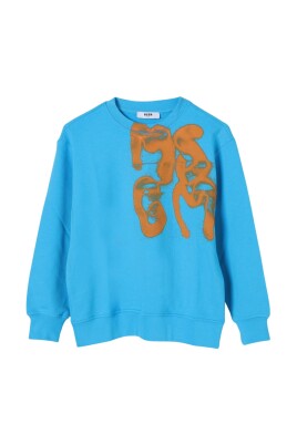 turquoise-graphic-print-kids-sweatshirt