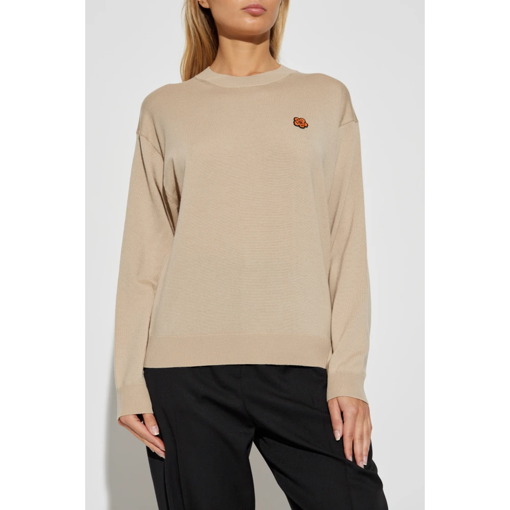 Kenzo Wollen trui met patch Beige Dames