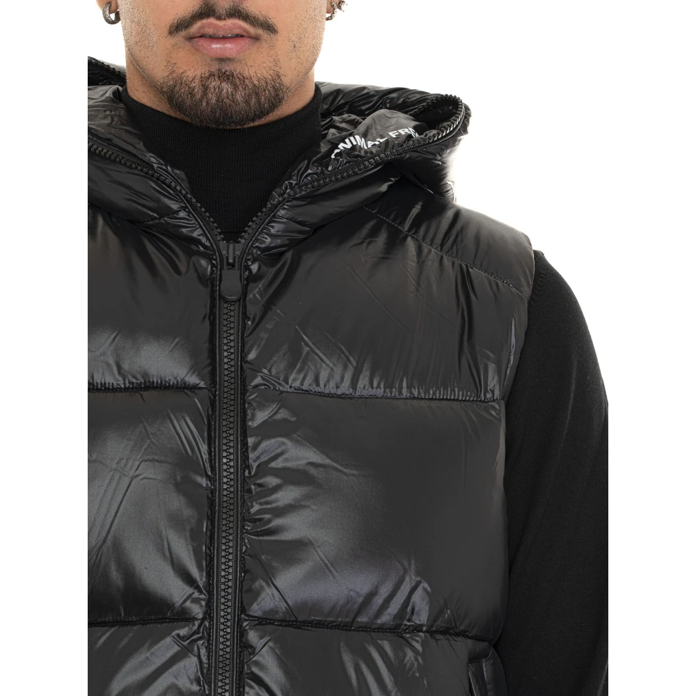 Save The Duck Gewatteerd Dexter Vest met Capuchon en Glanzend Effect Black Heren