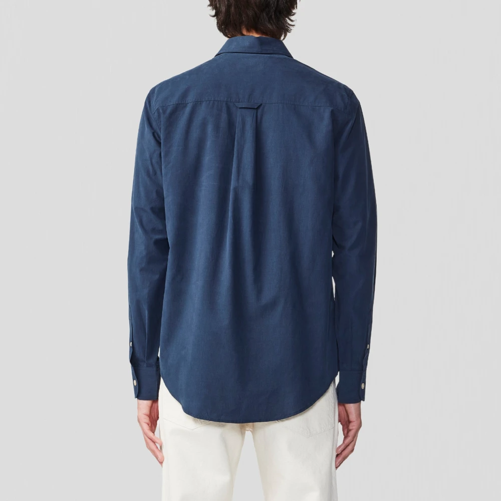 Nn07 Casual Navy Blue Poplin Overhemd Blue Heren