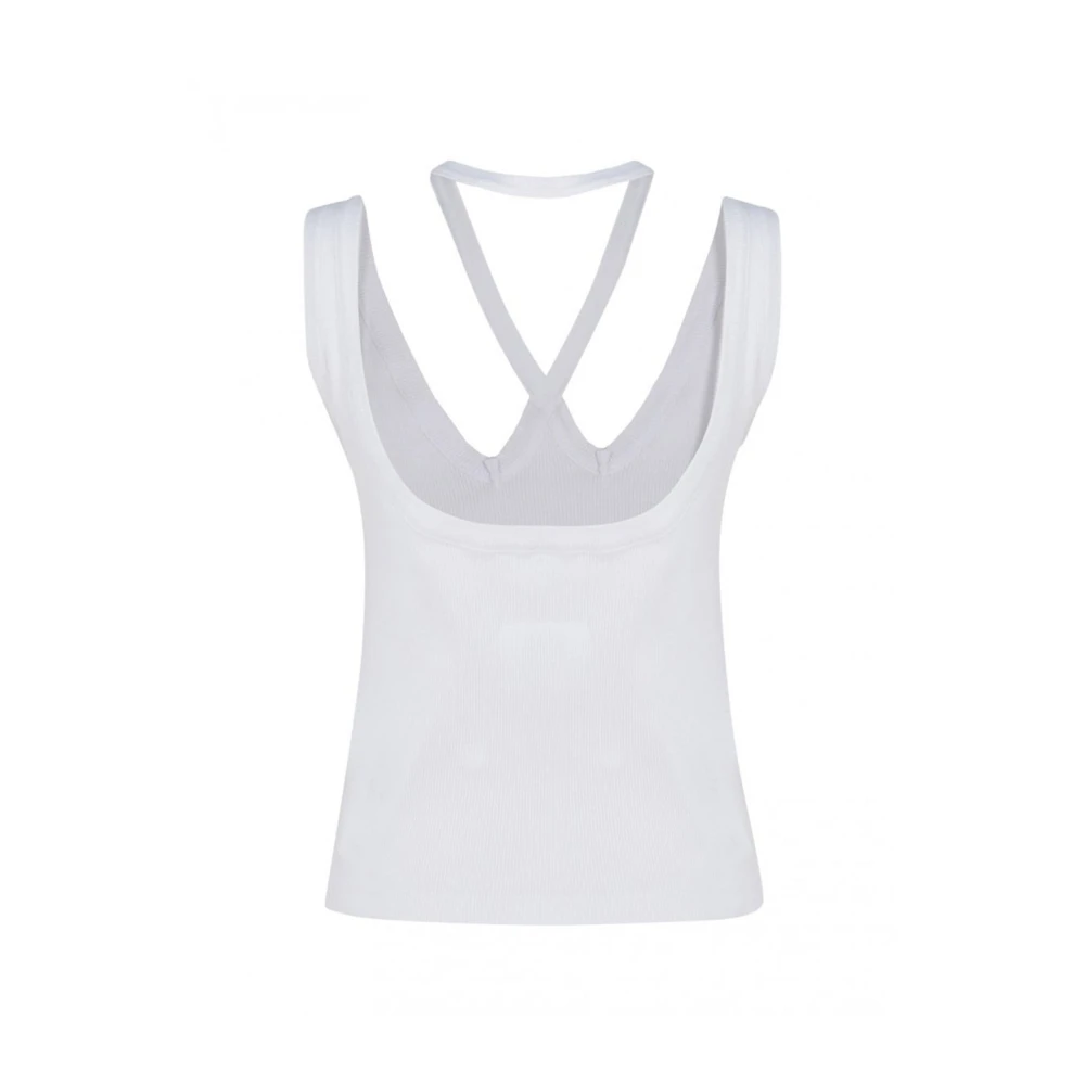 MM6 Maison Margiela Geribbelde katoenen top zonder mouwen White Dames