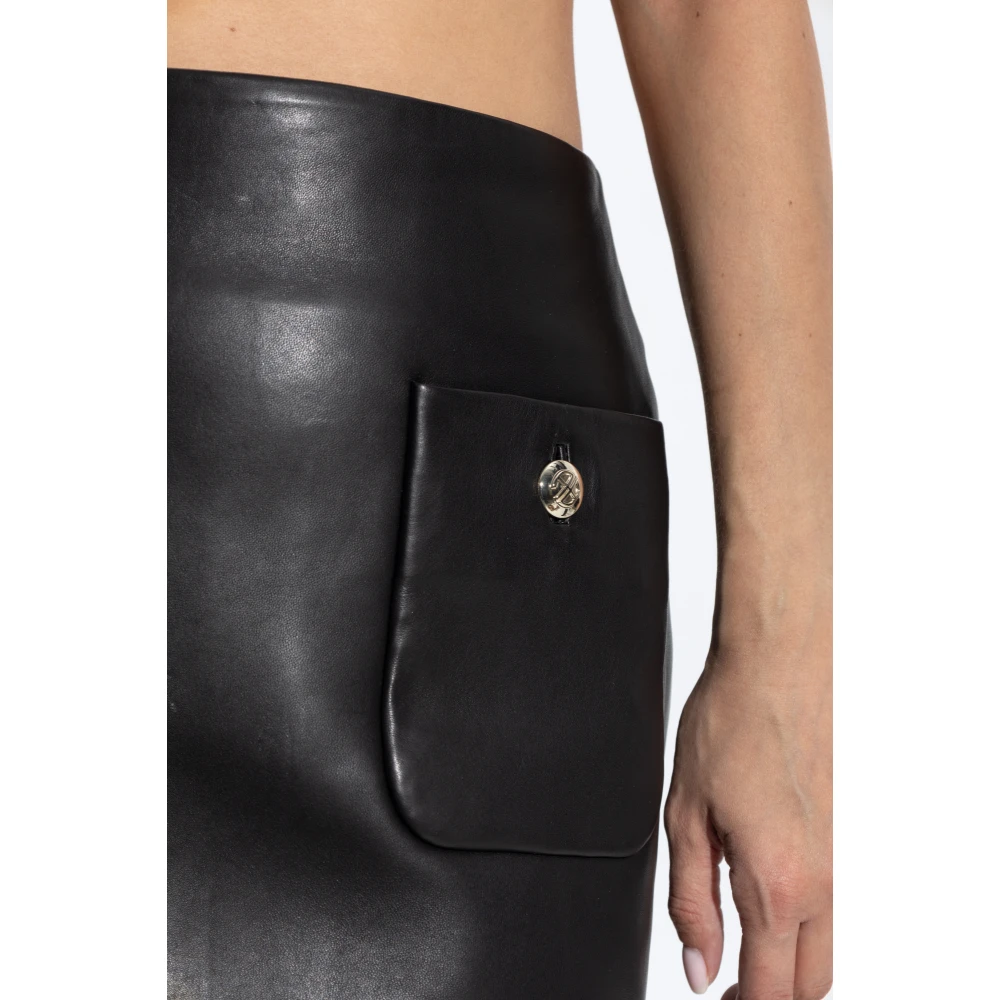 Anine Bing Leren rok Black Dames