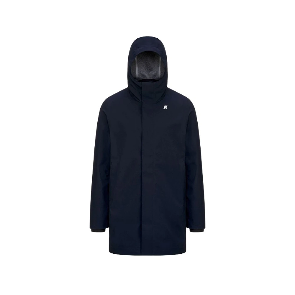K-Way Men's Blue Winter Jackets, M, Tommy Bonded Jersey V 3/4 Length