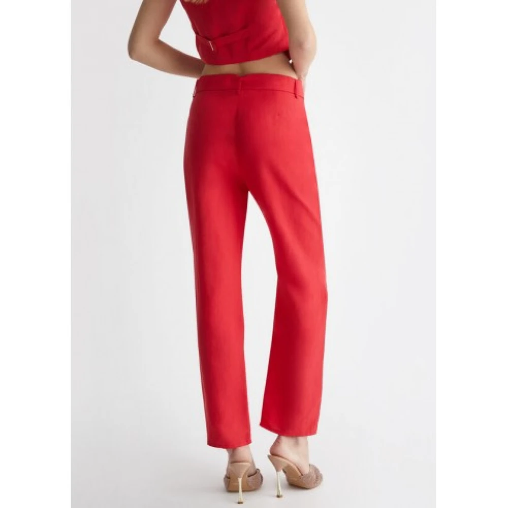Liu Jo Rode Linnen Broek met Riem Red Dames