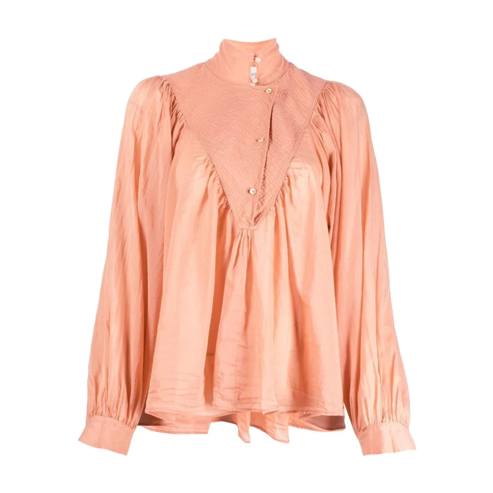 Forte Bohemian Roze Katoen Zijden Blouse Pink Dames