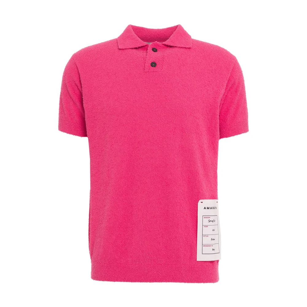 Amaránto Italiaanse Teddy Polo Shirt Pink Heren