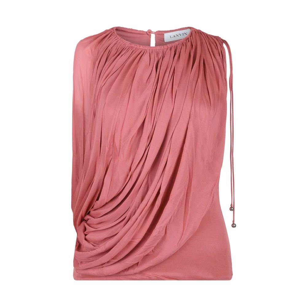 Lanvin Draped Top in Litchi Stijl Pink Dames