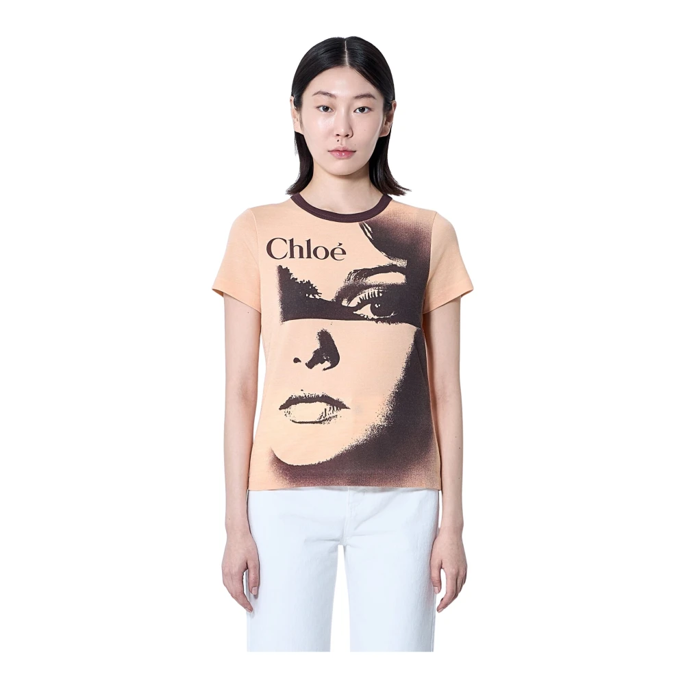 Chloé - Tops > T-Shirts - Beige - Chloé - Modalova