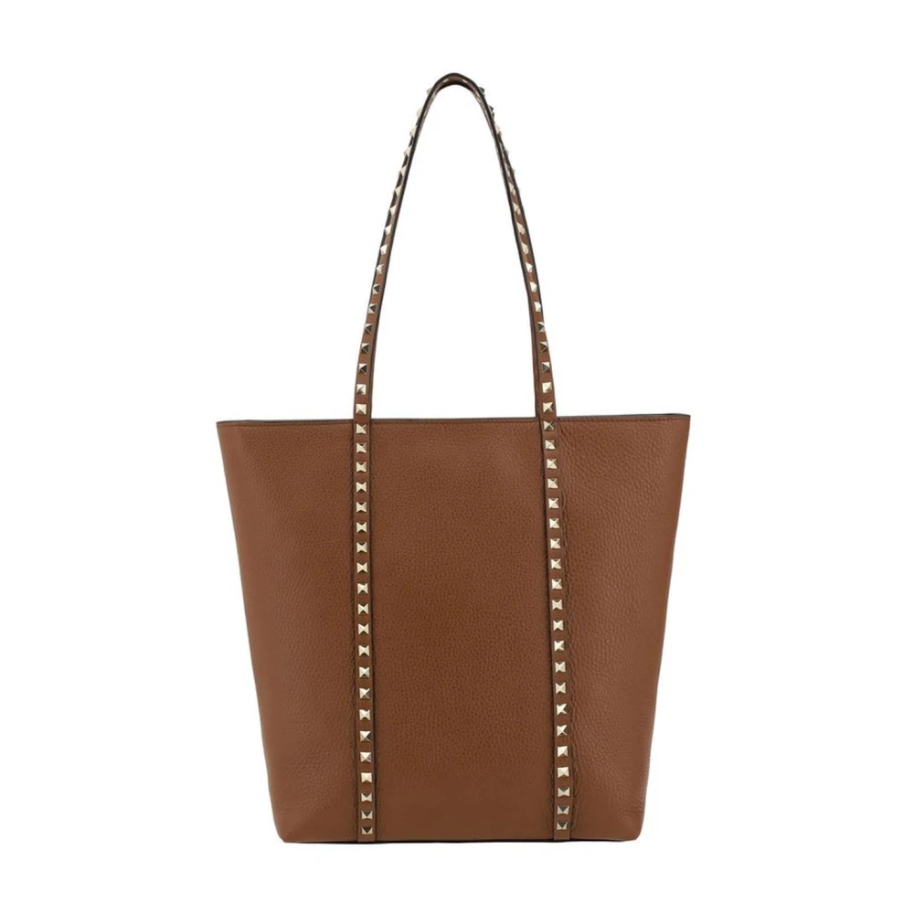 Valentino Garavani Studded Granatläder Toteväska Brown, Dam