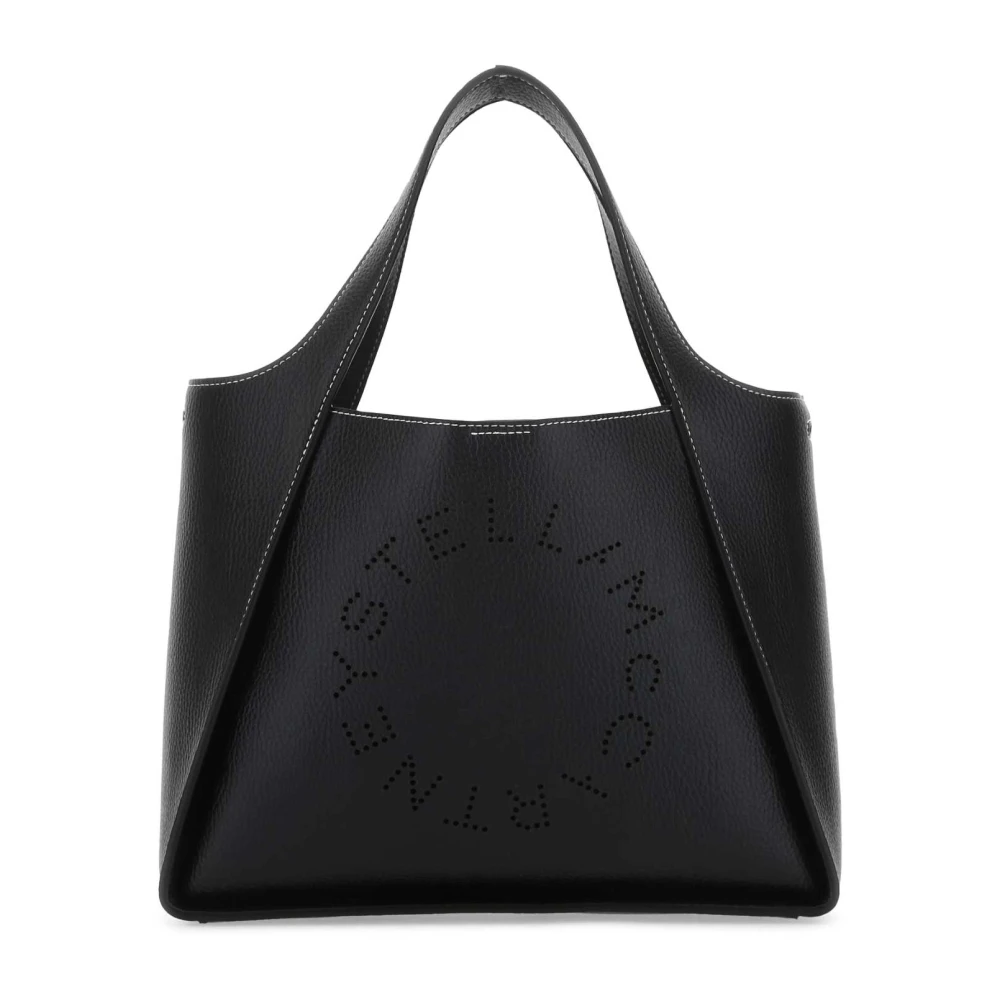 Stella Mccartney Damen Schwarz Logo Crossbody Tote Bag Geprägtes, Genarbtes Alter Mat
