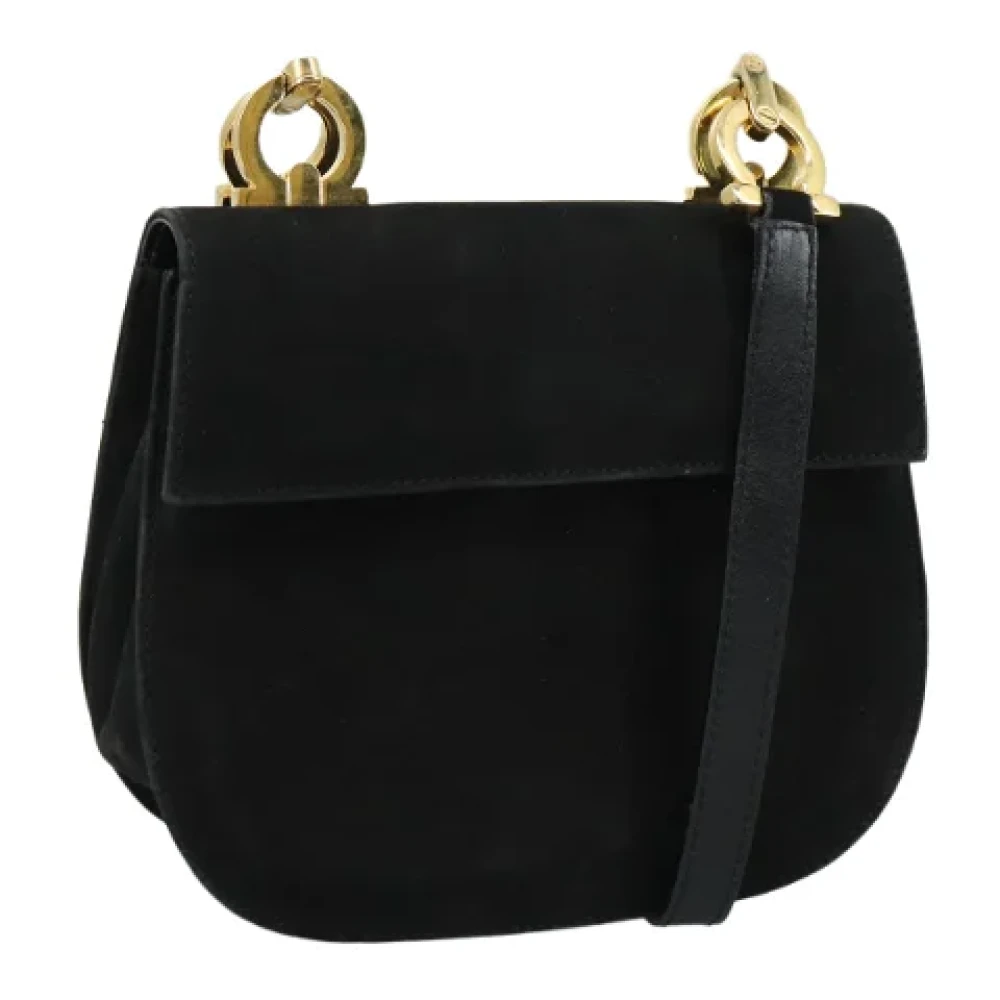 Salvatore Ferragamo Pre-owned Suede shoulder-bags Black Dames