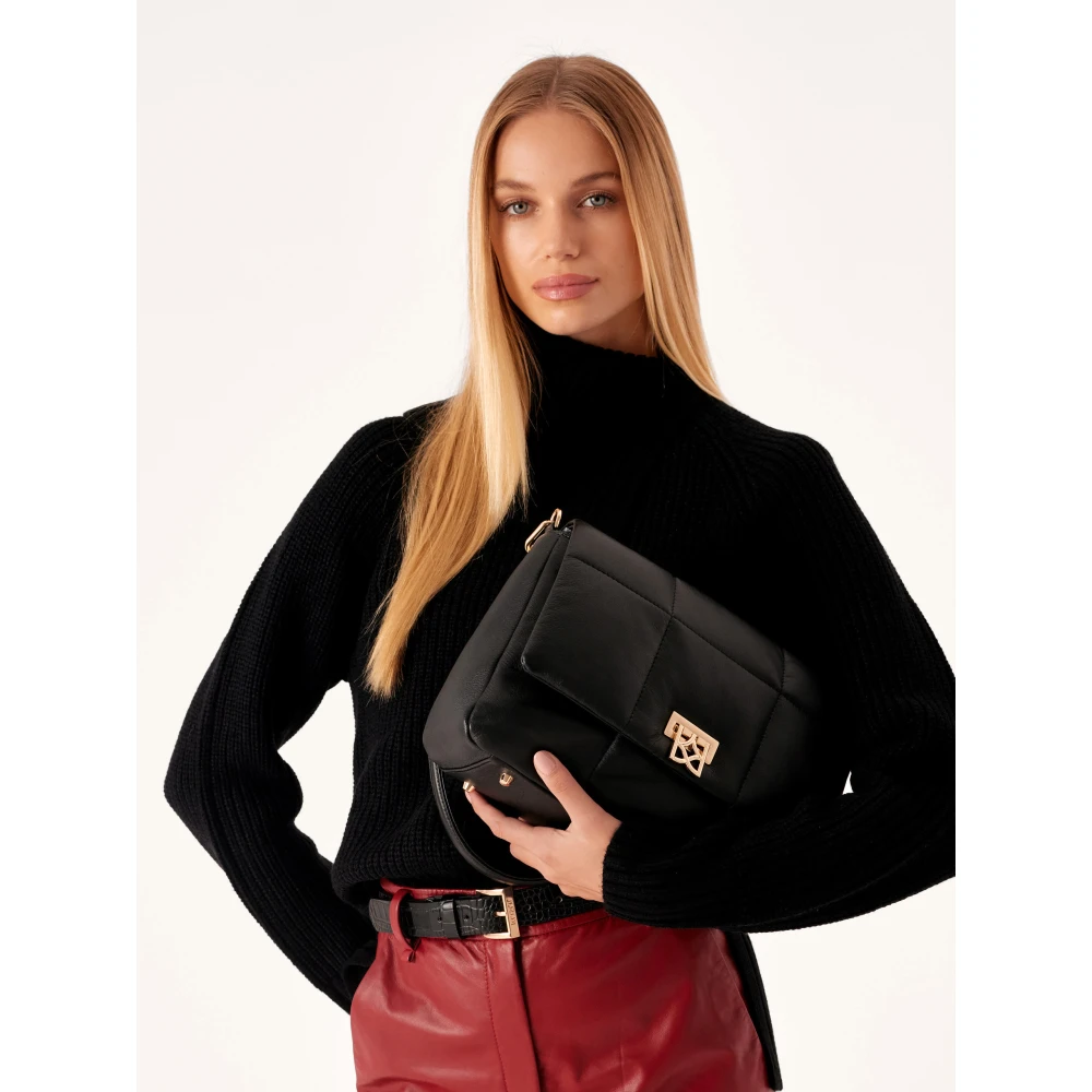 Kazar Zachte leren klep handtas Black Dames