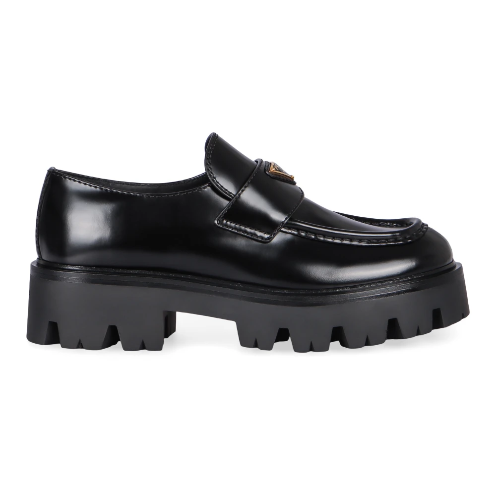 Prada Women's Black Brushed Leather Loafers