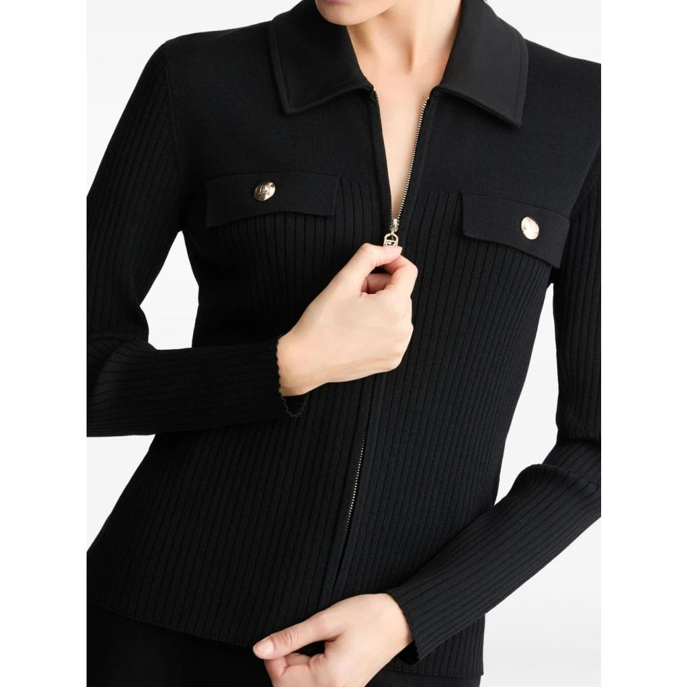 Liu Jo Zwarte Zip Sweater met Zakken Black Dames