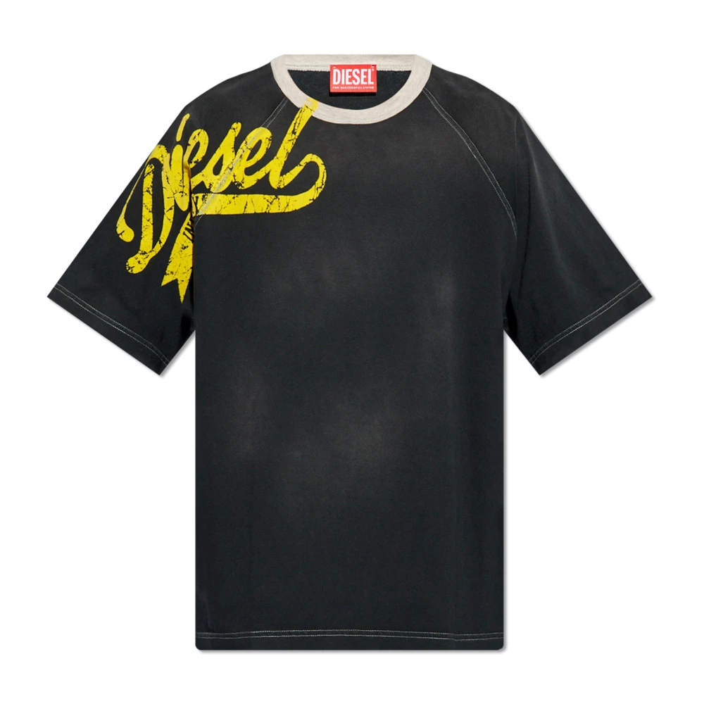 Diesel T-Roxt-Slits T-shirt met logo Black Heren