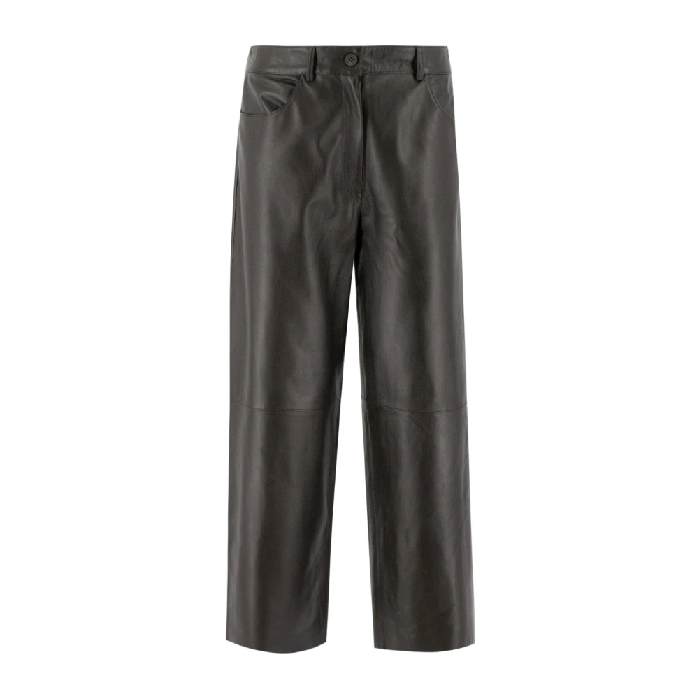Antonelli Firenze Wijde leren broek voor stedelijke stijl Brown Dames