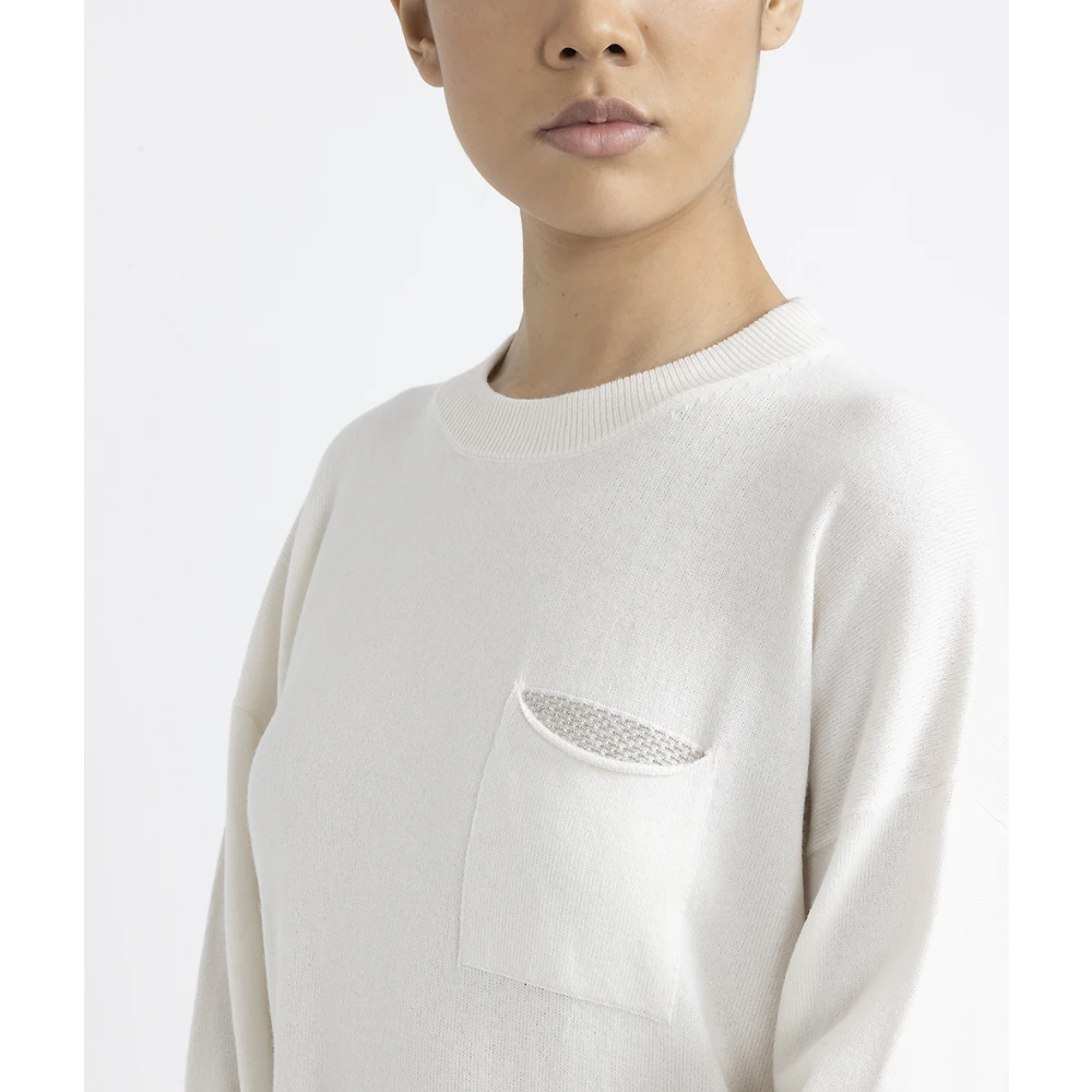 PESERICO Wol zijde en kasjmier jurk White Dames