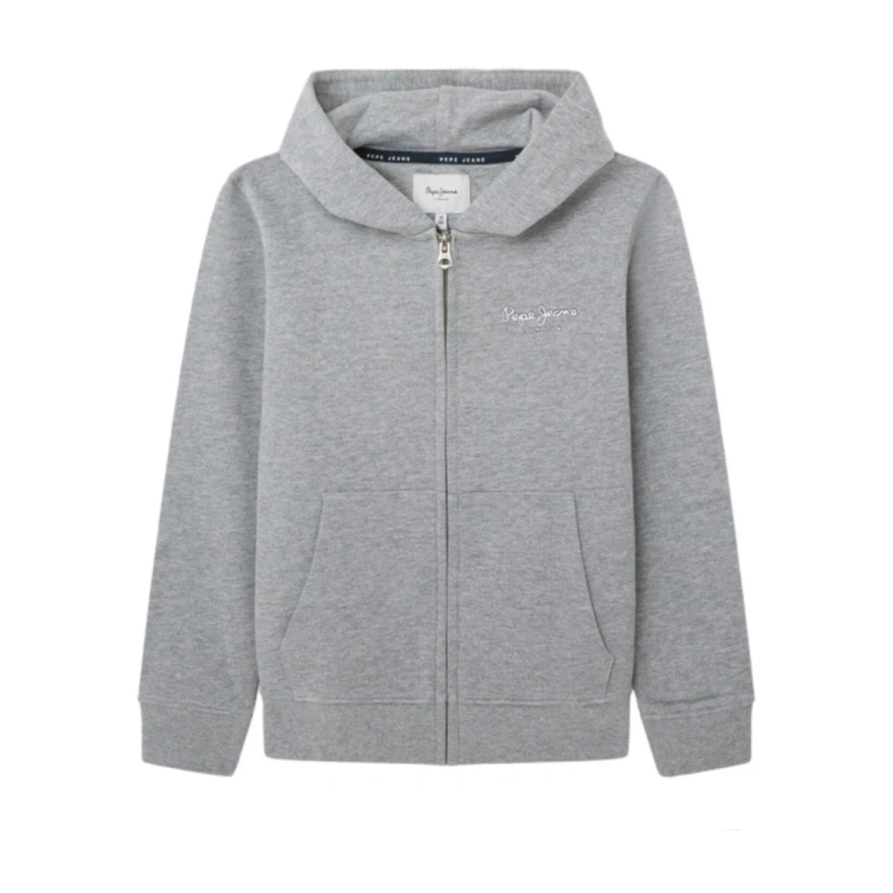 Pepe Jeans Modern Grå Dragkedja Hoodie för Barn Gray, Pojke