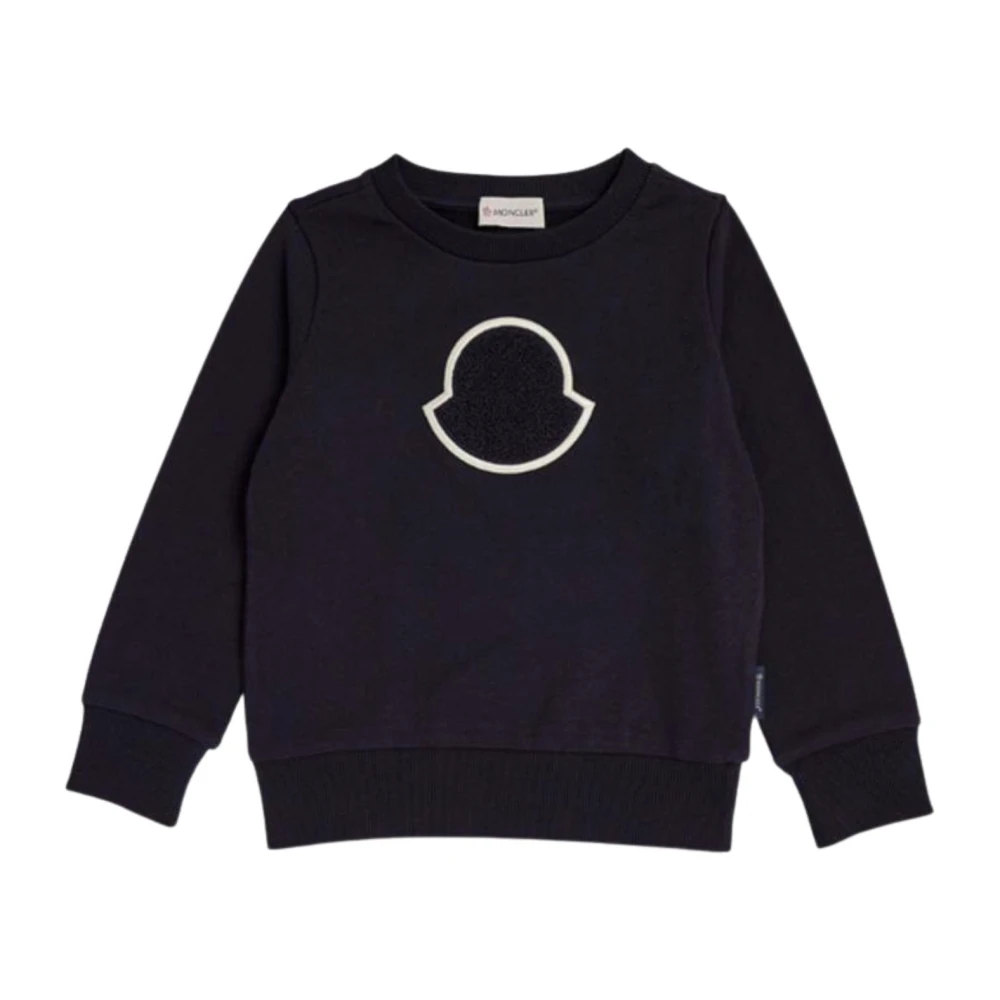 Moncler Blå Crewneck Tröja med Emblem Blue, Pojke