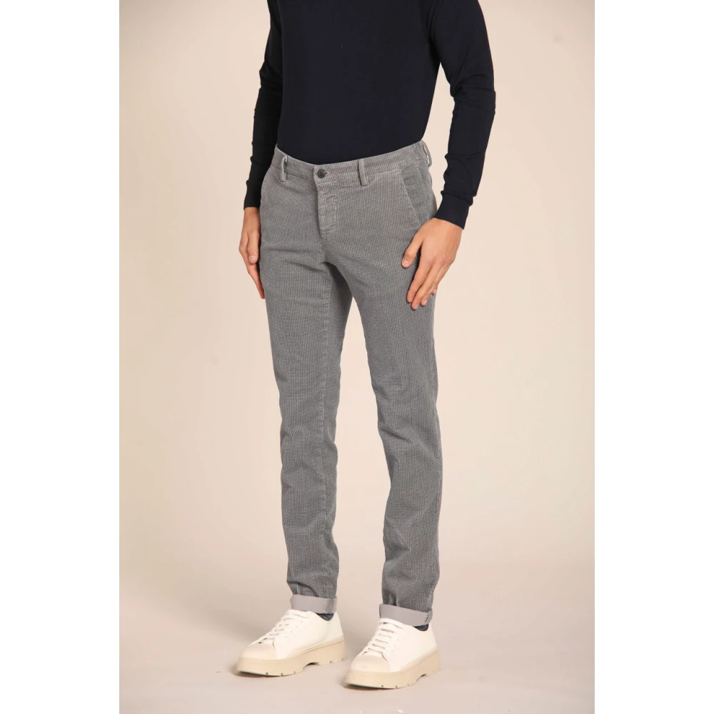 Mason's Fluwelen Winter Chino Broek met Micro Pied de Poule Print Gray Heren