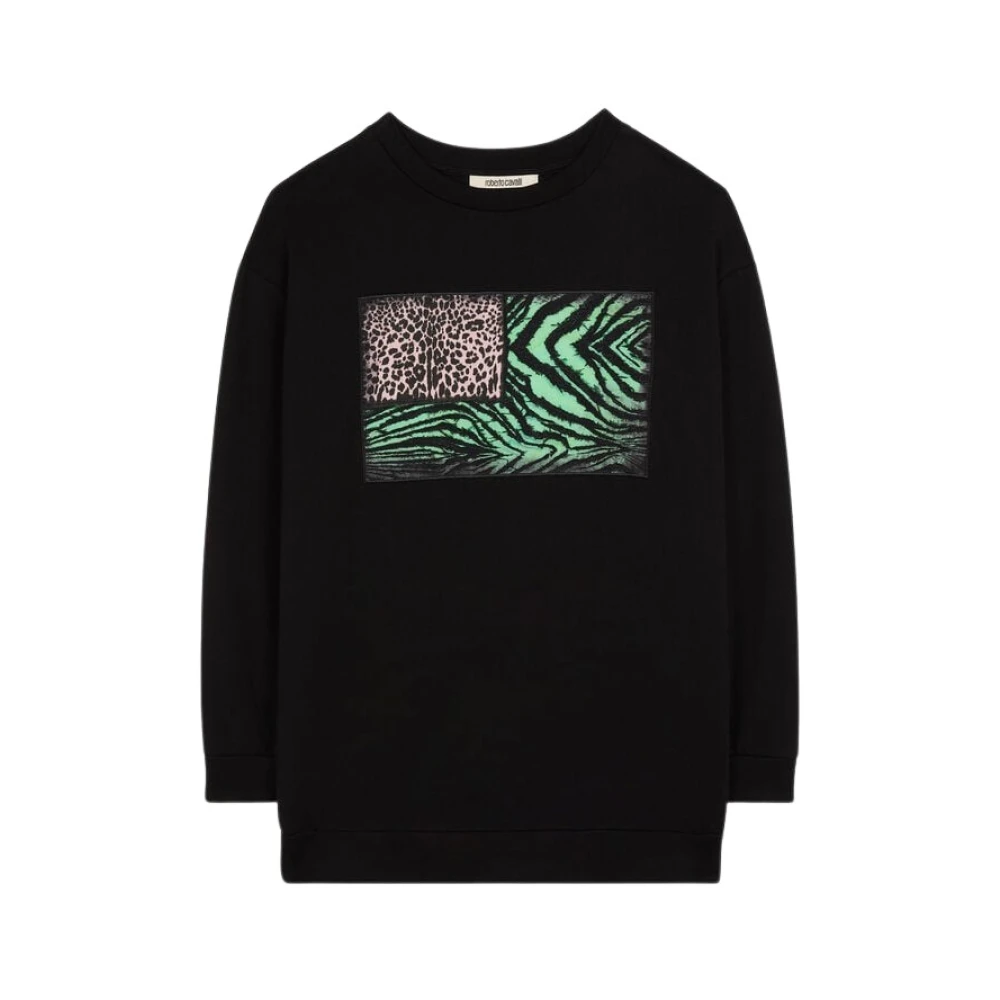 Roberto Cavalli Patchwork Animalier Sweatshirt Black Dames