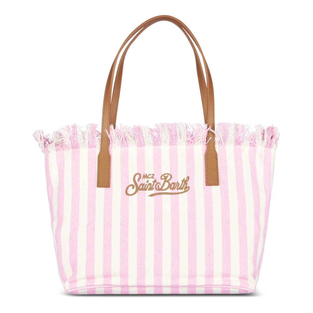 Mc2 Saint Barth Pink Shopping Bags, Female, One Size, City Bag Mid Fringe