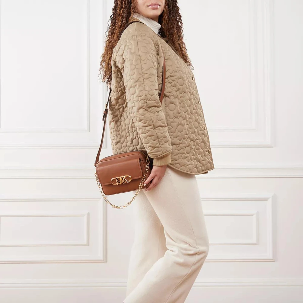 Michael Kors Ketting Swag Camera Crossbody Tas Brown Dames