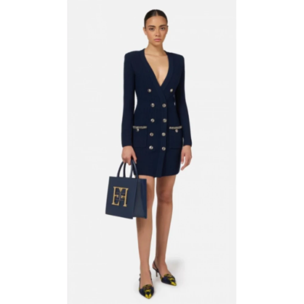 Elisabetta Franchi Blauwe Luxe Coqueline Jurk Blue Dames