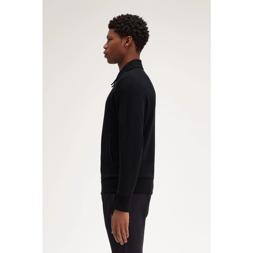 Fred Perry Zwarte Katoenen Half-Zip Sweater Black Heren