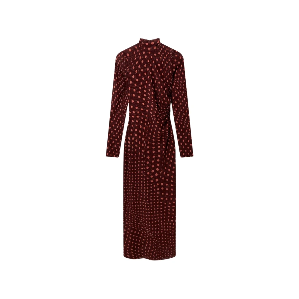 Stella Mccartney Donna Rosso - Abito Lungo Con Scollo Alto E Arricciature - Dresses - M